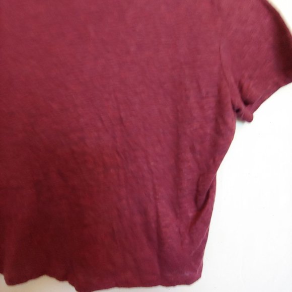 Lou & Grey womens 100% linen maroon short sleeve top Medium - Picture 4 of 10